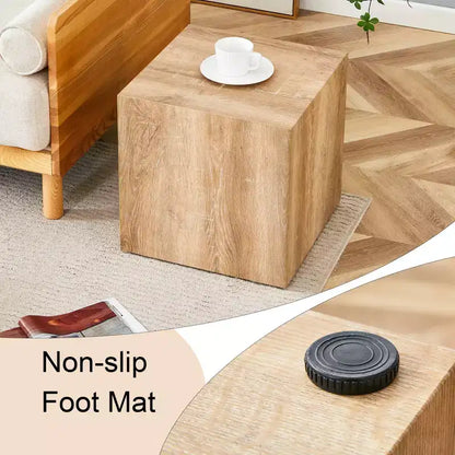 Tavolino da caffè quadrato di 40 cm in MDF, Legno chiaro minimalista, Nessun assemblaggio richiesto