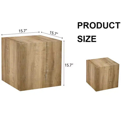 Tavolino da caffè quadrato di 40 cm in MDF, Legno chiaro minimalista, Nessun assemblaggio richiesto