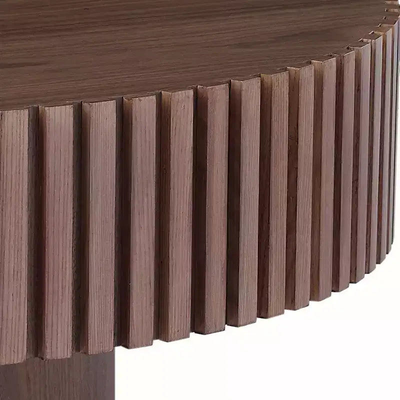 Tavolino rotondo da 35,43" con robusta base a piedistallo, noce moderno per soggiorno