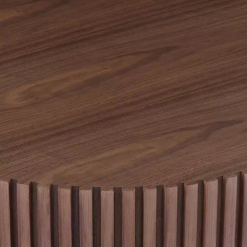 Tavolino rotondo da 35,43" con robusta base a piedistallo, noce moderno per soggiorno
