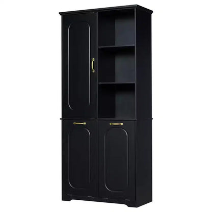 Mobile Contenitore da Bagno Alto 173 cm con 2 Cesti Portabiancheria Inclinabili e Ripiani Regolabili