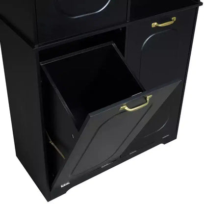 Mobile Contenitore da Bagno Alto 173 cm con 2 Cesti Portabiancheria Inclinabili e Ripiani Regolabili