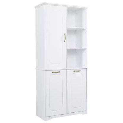Mobile Contenitore da Bagno Alto 173 cm con 2 Cesti Portabiancheria Inclinabili e Ripiani Regolabili