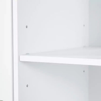 Mobile Contenitore da Bagno Alto 173 cm con 2 Cesti Portabiancheria Inclinabili e Ripiani Regolabili