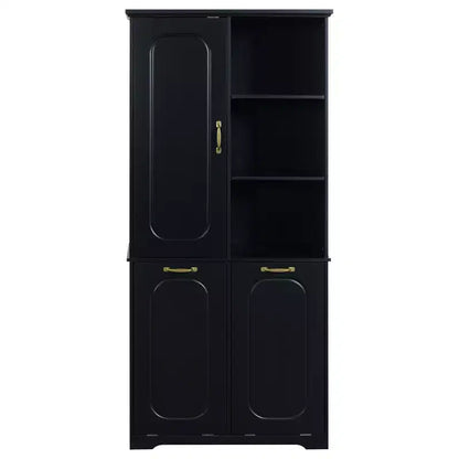 Mobile Contenitore da Bagno Alto 173 cm con 2 Cesti Portabiancheria Inclinabili e Ripiani Regolabili
