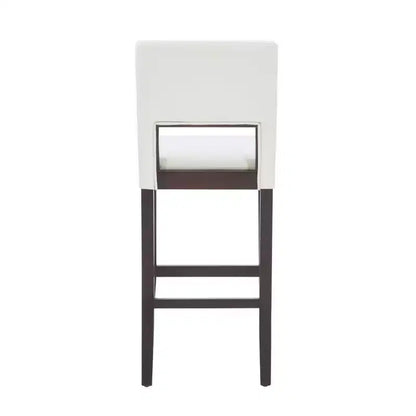 Sgabello da bar in legno massiccio da 30" con schienale e seduta imbottiti, finitura ebano, capacità 125 kg