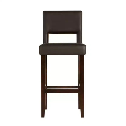 Sgabello da bar in legno massiccio da 30" con schienale e seduta imbottiti, finitura ebano, capacità 125 kg