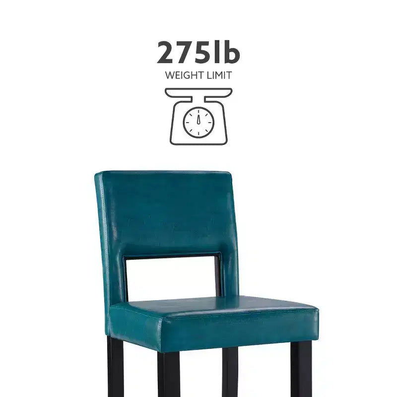 Sgabello da bar in legno massiccio da 30" con schienale e seduta imbottiti, finitura ebano, capacità 125 kg