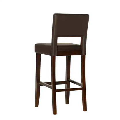 Sgabello da bar in legno massiccio da 30" con schienale e seduta imbottiti, finitura ebano, capacità 125 kg