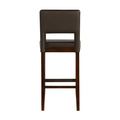 Sgabello da bar in legno massiccio da 30" con schienale e seduta imbottiti, finitura ebano, capacità 125 kg