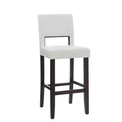Sgabello da bar in legno massiccio da 30" con schienale e seduta imbottiti, finitura ebano, capacità 125 kg