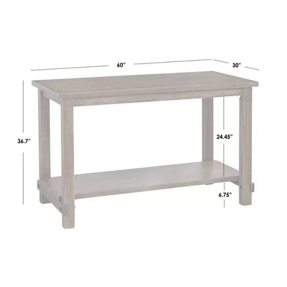 Tavolo da pranzo stile fattoria moderno altezza bancone, finitura Driftwood, 6 posti, ripiano inferiore