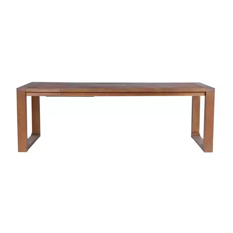 Tavolo da Pranzo Allungabile 89", Legno Massello di Acacia, Finitura Castagno, 8 Posti, Stile Rustico