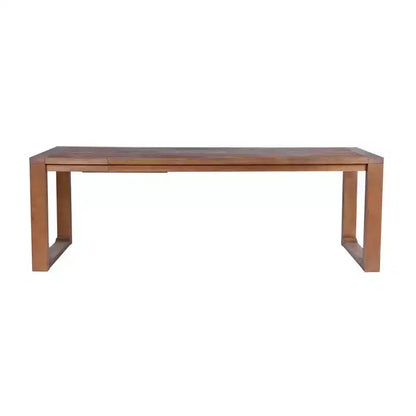 Tavolo da Pranzo Allungabile 89", Legno Massello di Acacia, Finitura Castagno, 8 Posti, Stile Rustico