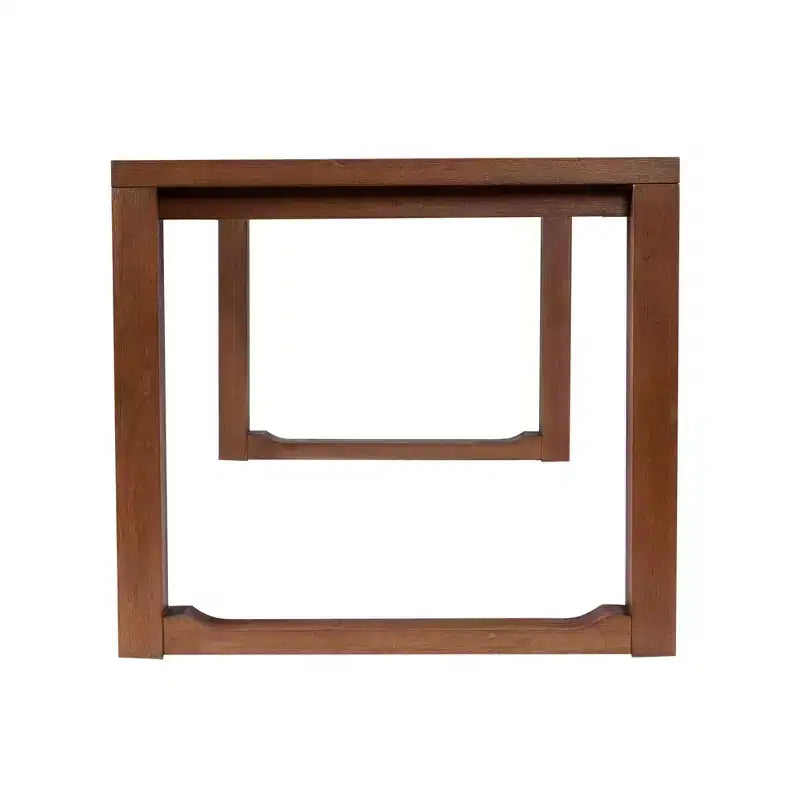 Tavolo da Pranzo Allungabile 89", Legno Massello di Acacia, Finitura Castagno, 8 Posti, Stile Rustico