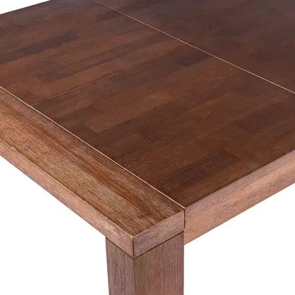 Tavolo da Pranzo Allungabile 89", Legno Massello di Acacia, Finitura Castagno, 8 Posti, Stile Rustico