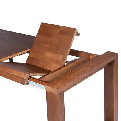 Tavolo da Pranzo Allungabile 89", Legno Massello di Acacia, Finitura Castagno, 8 Posti, Stile Rustico