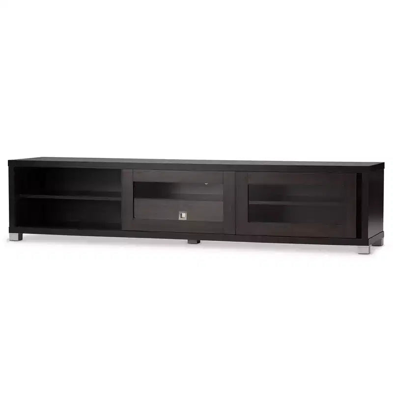 Mobile porta TV da 70,2" con ante scorrevoli in vetro e vani portaoggetti, adatto per TV da 70", Espresso scuro