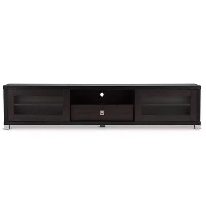 Mobile porta TV da 70,2" con ante scorrevoli in vetro e vani portaoggetti, adatto per TV da 70", Espresso scuro