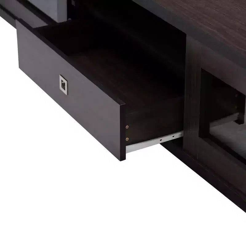 Mobile porta TV da 70,2" con ante scorrevoli in vetro e vani portaoggetti, adatto per TV da 70", Espresso scuro