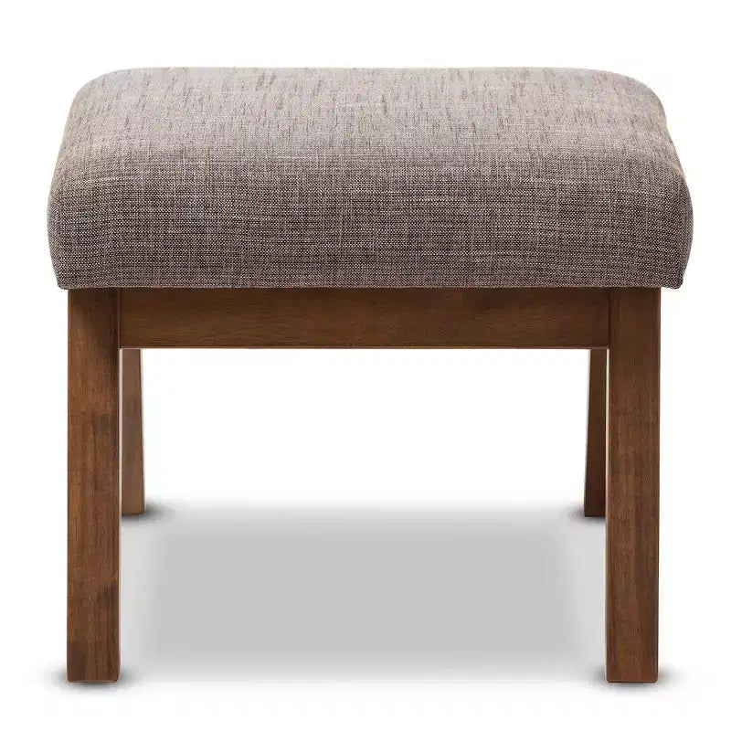 Pouf imbottito in tessuto in stile moderno di metà secolo, con bottoni capitonné, struttura in legno di noce, 113 kg