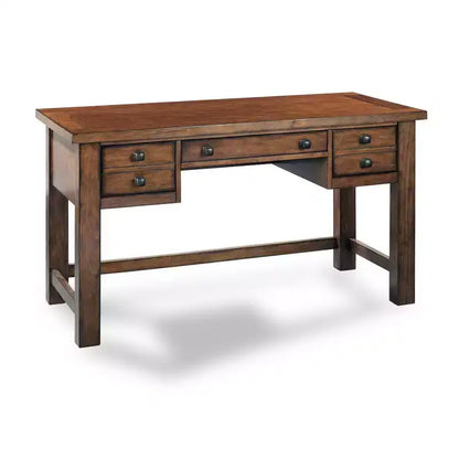 Scrivania direzionale da 54", in legno d'acero invecchiato, stile moderno di metà secolo con cassetti