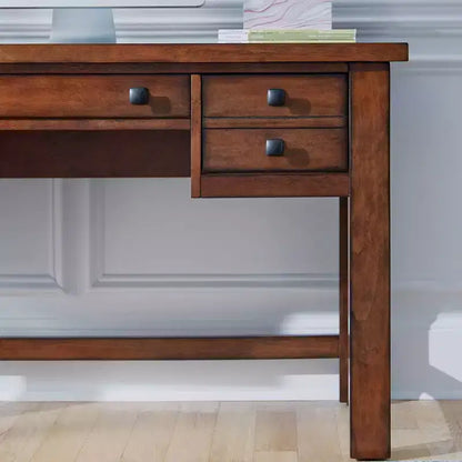 Scrivania direzionale da 54", in legno d'acero invecchiato, stile moderno di metà secolo con cassetti