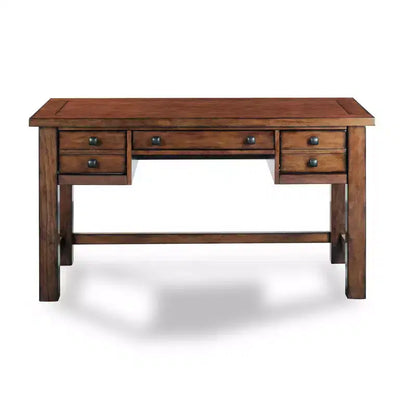Scrivania direzionale da 54", in legno d'acero invecchiato, stile moderno di metà secolo con cassetti