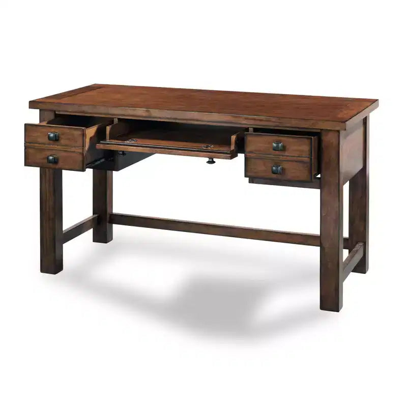 Scrivania direzionale da 54", in legno d'acero invecchiato, stile moderno di metà secolo con cassetti