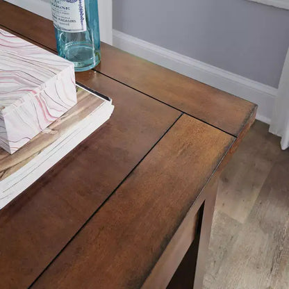Scrivania direzionale da 54", in legno d'acero invecchiato, stile moderno di metà secolo con cassetti