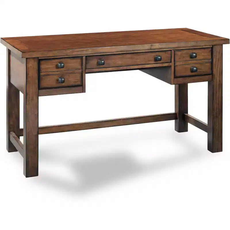 Scrivania direzionale da 54", in legno d'acero invecchiato, stile moderno di metà secolo con cassetti