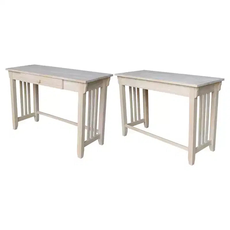 Scrivania Mission da 45" con cassetto, legno massello di Parawood non rifinito, stile moderno di metà secolo