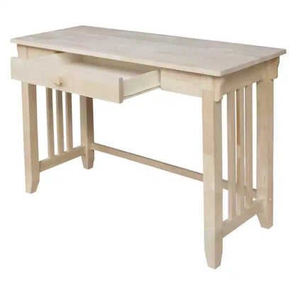 Scrivania Mission da 45" con cassetto, legno massello di Parawood non rifinito, stile moderno di metà secolo