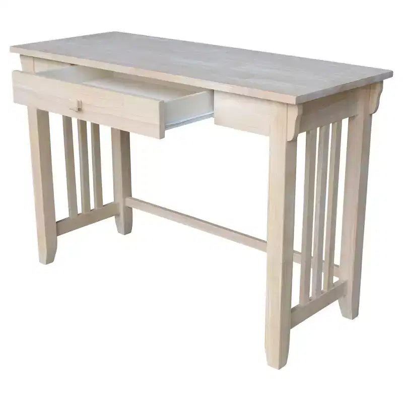 Scrivania Mission da 45" con cassetto, legno massello di Parawood non rifinito, stile moderno di metà secolo