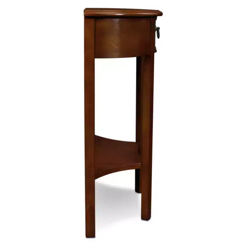 Consolle da ingresso semicircolare da 19" con cassetto e ripiano inferiore, legno ciliegio cioccolato, nessun assemblaggio richiesto