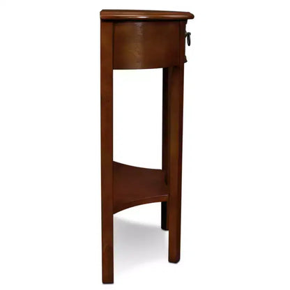 Consolle da ingresso semicircolare da 19" con cassetto e ripiano inferiore, legno ciliegio cioccolato, nessun assemblaggio richiesto
