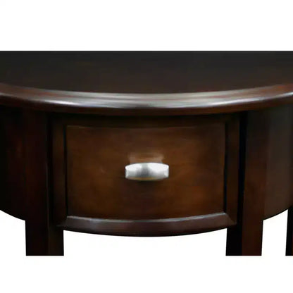 Consolle da ingresso semicircolare da 19" con cassetto e ripiano inferiore, legno ciliegio cioccolato, nessun assemblaggio richiesto