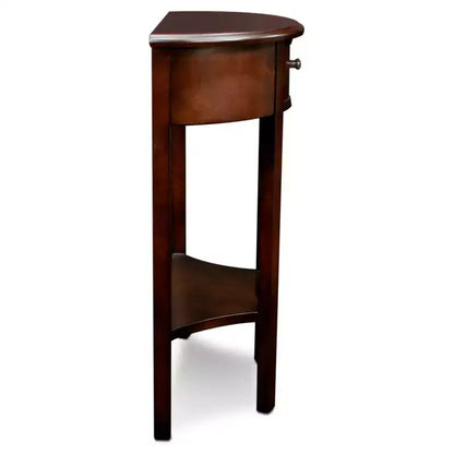 Consolle da ingresso semicircolare da 19" con cassetto e ripiano inferiore, legno ciliegio cioccolato, nessun assemblaggio richiesto