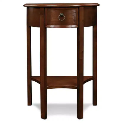 Consolle da ingresso semicircolare da 19" con cassetto e ripiano inferiore, legno ciliegio cioccolato, nessun assemblaggio richiesto