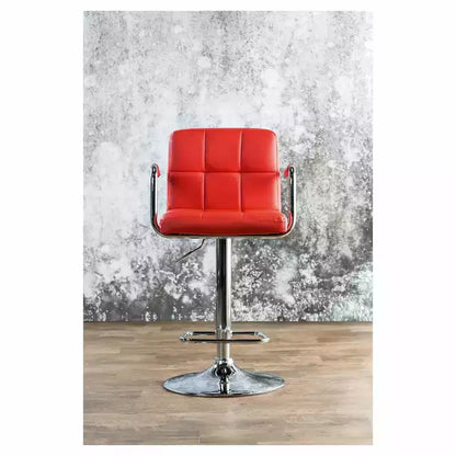 Sgabello da bar regolabile girevole con braccioli, in similpelle, struttura cromata, altezza 63,5-76 cm, 113 kg