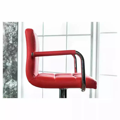 Sgabello da bar regolabile girevole con braccioli, in similpelle, struttura cromata, altezza 63,5-76 cm, 113 kg