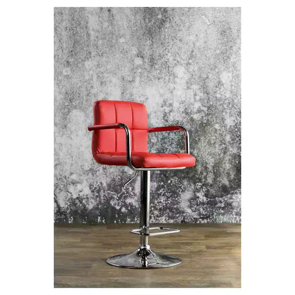 Sgabello da bar regolabile girevole con braccioli, in similpelle, struttura cromata, altezza 63,5-76 cm, 113 kg