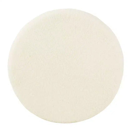 Pouf rotondo contenitore da 48 cm con coperchio rimovibile, gambe svasate in legno sbiancato, capacità 113 kg
