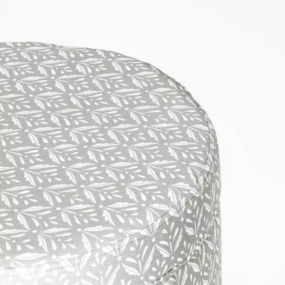 Pouf rotondo contenitore da 48 cm con coperchio rimovibile, gambe svasate in legno sbiancato, capacità 113 kg