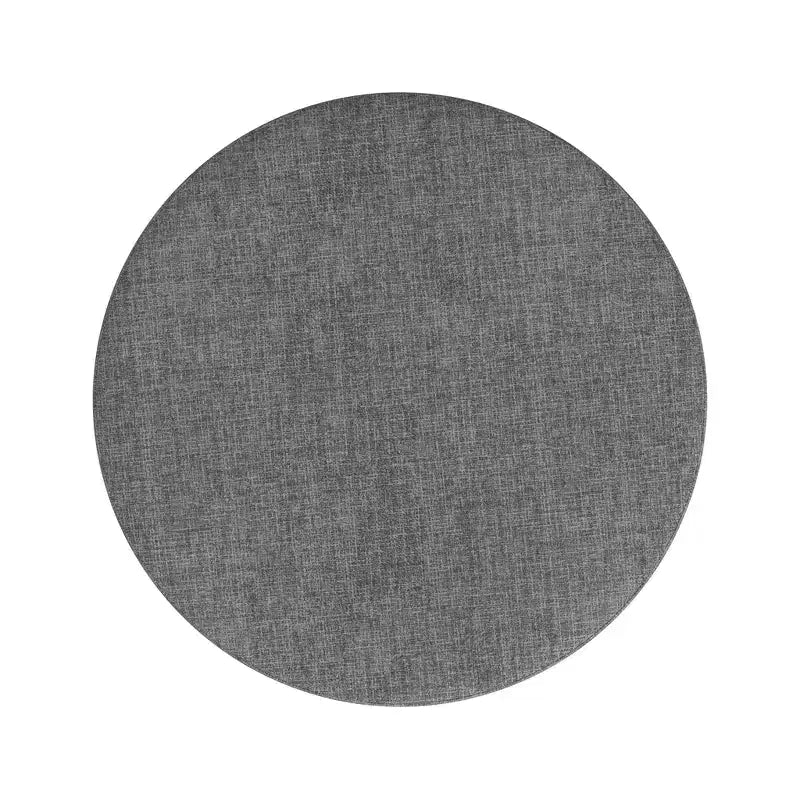 Pouf rotondo contenitore da 48 cm con coperchio rimovibile, gambe svasate in legno sbiancato, capacità 113 kg