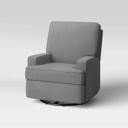 Poltrona Reclinabile Girevole, Twill Effetto Velluto Grigio, Girevole a 360°, Capacità 102 kg