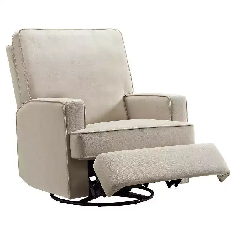 Poltrona Reclinabile Girevole, Twill Effetto Velluto Grigio, Girevole a 360°, Capacità 102 kg