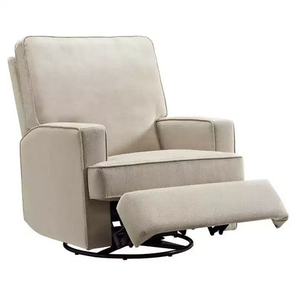 Poltrona Reclinabile Girevole, Twill Effetto Velluto Grigio, Girevole a 360°, Capacità 102 kg