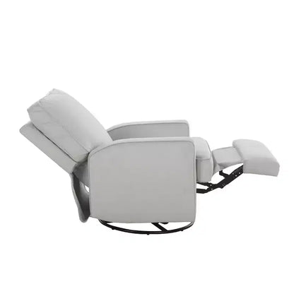 Poltrona Reclinabile Girevole, Twill Effetto Velluto Grigio, Girevole a 360°, Capacità 102 kg