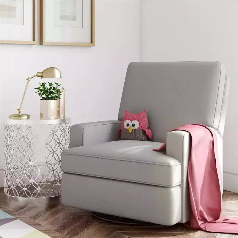 Poltrona Reclinabile Girevole, Twill Effetto Velluto Grigio, Girevole a 360°, Capacità 102 kg